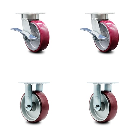 Service Caster 6 Inch Kingpinless Poly on Aluminum Wheel Caster Brakes 2 Rigid SCC, 2PK SCC-KP30S620-PAR-SLB-2-R-2